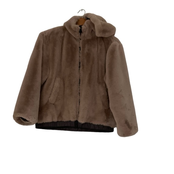 Zara Other - Zara Kids Teddy Jacket Sz 13-14 Brown Faux Fur Plush Hoodie Front Zip Fluffy